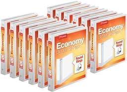 Cardinal Economy 3-Ring Binders, 1", Round Rings, Holds 225 Sheets, ClearVue Presentation View, Non-Stick, White, Car...