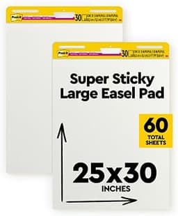 Post-it Super Sticky Easel Pad, 25 x 30 in, White, 2 Pads