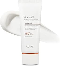 COSRX Vitamin E Vitalizing Sunscreen,SPF 50 Broad Spectrum Face Sunscreen, Lightweight, Non-Sticky, No White Cast, Vi...