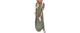 ANRABESS Womens Summer Maxi Dress Short Sleeve Casual Loose Long T Shirt Dresses Split Vacation Beach Sundress Travel...