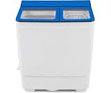 COSTWAY 26Lbs Portable Washing Machine with Built-in Drain Pump, Blue | Compact Laundry Machine with 18Lbs Washer and...