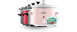 KOOC Small Slow Cooker, 2-Quart, Free Liners Included for Easy Clean-up, Upgraded Ceramic pot, Adjustable Temp, Nutri...