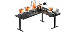 OffiGo 63 Inch Reversible L Shaped Electric Standing Desk, Black | Large Corner Height Adjustable Stand Up Desk, 3 Me...