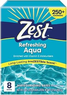 Zest 8-Bar Bath Size Soap, Aqua, 4 Ounce per bar, 8 bars, 32 Ounce