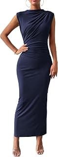 BTFBM Women Ruched Bodycon Maxi Dresses Summer Casual