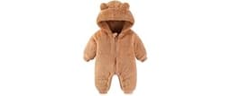 AiWMGL Newborn Baby Bear Outfit Suit Girls Boys Fleece Jumpsuit Romper Hooded Winter Snowsuit Clothes