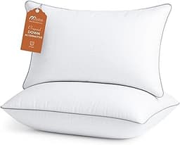 Sasttie Firm Pillows Queen Size Set of 2, Bed Pillows for Side, Back, and Stomach Sleepers - Oeko-Tex Certified Down ...