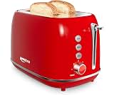 2 Slice Stainless Steel Toaster Retro with 6 Bread Shade Settings, Bagel, Cancel, Defrost Function, Extra Wide Slot, ...