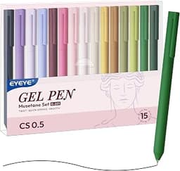 eyeye Gel Pens, Black Ink, 0.5mm Extra Fine Point, Retractable, Pack of 15