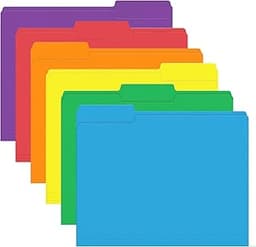 File Folder, PANDRI 120 Pack Colored File Folder, 1/3 Cut Tab, Letter Size, Assorted 6 Colors Filing Folder for Offic...