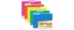 SUNEE File Folders, 100 Pack Manilla Folders 8.5 x 11, Colored File Folders Home Office School Supplies for Documents...