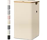 BALEINE Laundry Hamper with Lid, Tall Laundry Baskets with Bamboo Pull Handles, Large Laundry Bin with Internal Suppo...