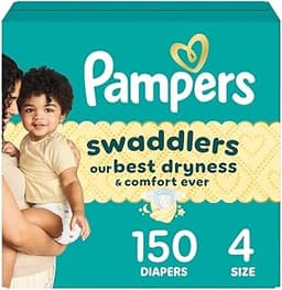 Pampers Swaddlers Diapers, Size 4 (15-34 lbs), 150 Count, Absorbent, Keeps Baby Dry and Comfortable, Skin Safe Dispos...