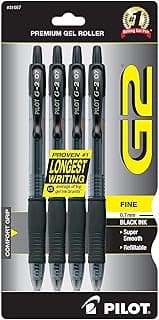 PILOT G2 Premium Refillable and Retractable Rolling Ball Gel Pens, Fine Point, Black Ink, 4-Pack (31057)