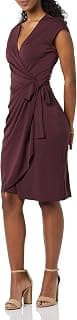 Amazon Essentials Women's Classic Cap Sleeve Wrap Dress with V Neck, Pleated Waist