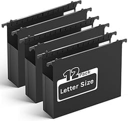 Plastic Hanging File Folders Letter Size,Heavy Duty 2" Expandable File Folder with Tabs,12 Pack Reinforced Expanding ...