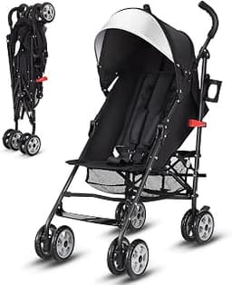 BABY JOY Lightweight Stroller, Compact Travel Stroller, Infant Stroller w/Adjustable Backrest & Canopy, Cup Holder, S...