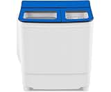 COSTWAY 18Lbs Portable Washing Machine with Built-in Drain Pump, Blue | Compact Laundry Machine with 11Lbs Washer and...