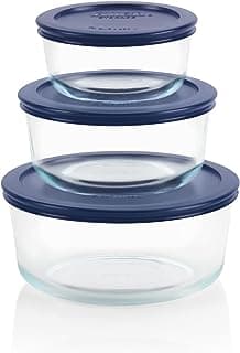 Pyrex Simply Store (3-Pack) Glass Food Storage Containers Set, (2, 4 & 7 Cup) Meal Prep Containers With Plastic BPA-F...