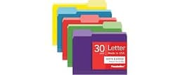 Pendaflex Colored File Folders, 30 Pack, Letter Size (8.5" x 11"), Erase Ballpoint Pen from Tabs, 3 Tabs, 5 Colors: G...