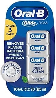 Oral-B Glide Dental Floss, Shred Resistant, Gentle on Gums, Natural Wax, Slides Smoothly, Deep Clean Cool Mint Flavor...