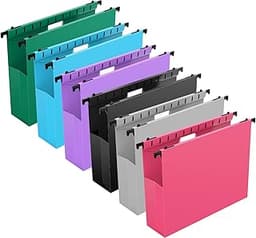 Extra Capacity Plastic Hanging File Folders,12 Pack Reinforced Expanding Hang Folder Letter Size,Accordian Pocket,Hea...