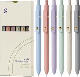 FIOVER Gel Pens 6pcs 0.7mm Fine Point Black Ink Quick Dry Pens