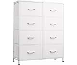 WLIVE 8 Drawer White Dresser for Bedroom, Tall Chest of Drawers | Steel frame, water-resistant wood top and 4 levelin...