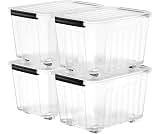 72 Quart Plastic Storage Bin On The Wheels, Stackable and Nestable Storage Boxes with Lids and Secure Latching Buckle...