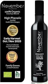 November Polyphenols Olive Oil Extra Virgin - Organic High Phenolic EVOO – Early Harvest – Lab Certified +1200mg/kg H...