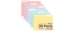SUNEE File Folders, 30 Pack Manilla Folders 8.5 x 11, Colored File Folders Home Office School Supplies for Documents ...