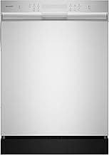 Sharp SDW6504MS Stainless Steel Dishwasher, 24-inch Pocket Handle, 52 dB, Hybrid Tub, 12 Place Settings, 5 Cycles, He...