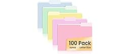 SUNEE File Folders, 100 Pack Manila File Folders 1/3 Cut Letter Size, Colored Folders,Office Organization,Folders for...