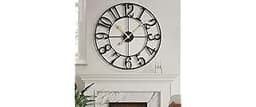 LEIKE Large Wall Clock, 16" Silent Non-Ticking, Battery Operated, Oversized, Decorative Retro Black Metal Clock for L...