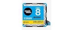 Simply 20x20x1 Air Filter, Merv 8, MPR 600, 4 Pack, Furnace Air Filter for HVAC (Actual Size: 19.75"x19.75"x0.75") DU...