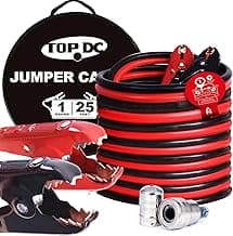 TOPDC 1 Gauge 25 Feet Jumper Cables for Car, SUV and Trucks Battery, Heavy Duty Automotive Booster Cables for Jump St...