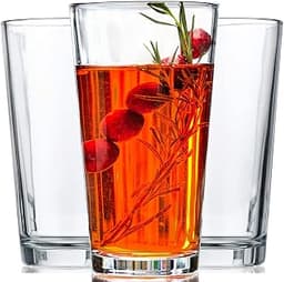 Le'raze 10pc Stackable Drinking Glasses, 16oz Clear Glass Cup Glassware Set