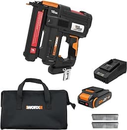 Worx Nitro 20V Cordless 18-Gauge Narrow Crown Stapler, Cordless Staple Gun Fires Up to 80 Staples/Min, Battery Powere...