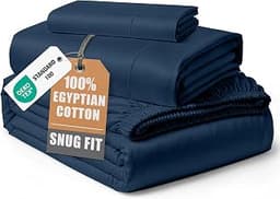 LANE LINEN Twin XL Bed Sheets 100% Egyptian Cotton Sateen - Estate Blue