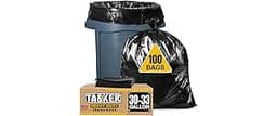 30-33 Gallon Trash Bags Heavy Duty (100 Bags w/Ties Value Pack), Large Black Trash Bags 30 Gallon - 32 Gallon