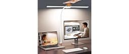 Syrinx LED Desk Lamp, Dual Head Desk Light with Clamp, Eye-Care Table Lamp | Flexible Gooseneck Task Light with Motio...