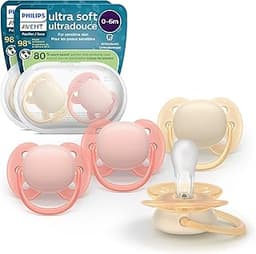 Philips Avent Ultra Soft Pacifiers - Orthodontic Design, for Babies 0-6 Months, Flexible Shield, Silicone Symmetrical...