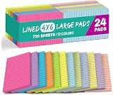 Taja Lined Sticky Notes, 4 x 6 Inches, 24 Pads, 30 Sheets/Pad, Bright | Large Sticky Notes with Lines for Office, Hom...