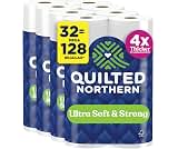 Quilted Northern Ultra Soft & Strong Toilet Paper, 32 Mega Rolls = 128 Regular Rolls, 4X Stronger*, Premium Soft Toil...