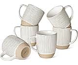LE TAUCI Coffee Mugs 16 oz,Ceramic Mug Set, Embossment Cups for Latte, Hot Tea, Cappuccino, Mocha, Cocoa,Suit For Hou...