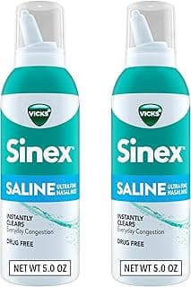Vicks Sinex SALINE Nasal Spray, Drug Free Ultra Fine Mist, Clear Everyday Sinus Congestion Fast, Clear Mucus from a C...