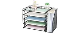 AUPSEN Desk Organizers and Accessories, 5-Tier Desktop Paper File Organizer with Removable File Holder, Desk Accessor...