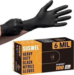 HEAVY DUTY 6 Mil Nitrile Gloves Disposable Latex Free Black Rubber Mechanic Tattoo Cleaning Cooking Gloves 100PCs