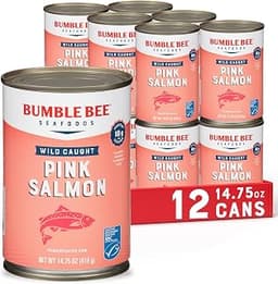 Bumble Bee Wild Caught Pink Salmon with Skin & Bones, 14.75 oz (Pack of 12)