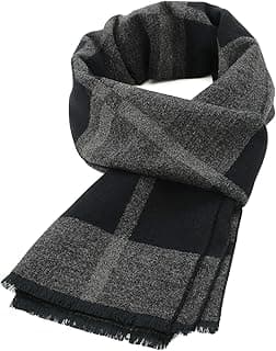 American Trends Mens Winter Warm Long Soft Scarf Plaid Tassel Scarf for Men Soft Classic Scarves